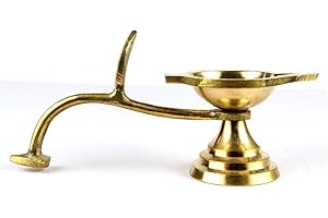 ASHIRWAD Brass Oil/Ghee Aarti Jyot Diya Lamp Arti for Puja Heavy One with Handle | AE000010-01 (1.5 Inch)