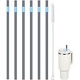 KLOWOAH Replacement Straw Compatible with Stanley 40 oz Cup Tumbler,with 1 Brush,6 Pack (blue-grey)