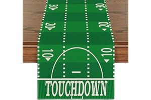 Artoid Mode Green Touch Down American Football Court Fall Table Runner, Rugby Boy Birthday Kitchen Dining Table Decoration for Home Party Decor 13x90 Inch