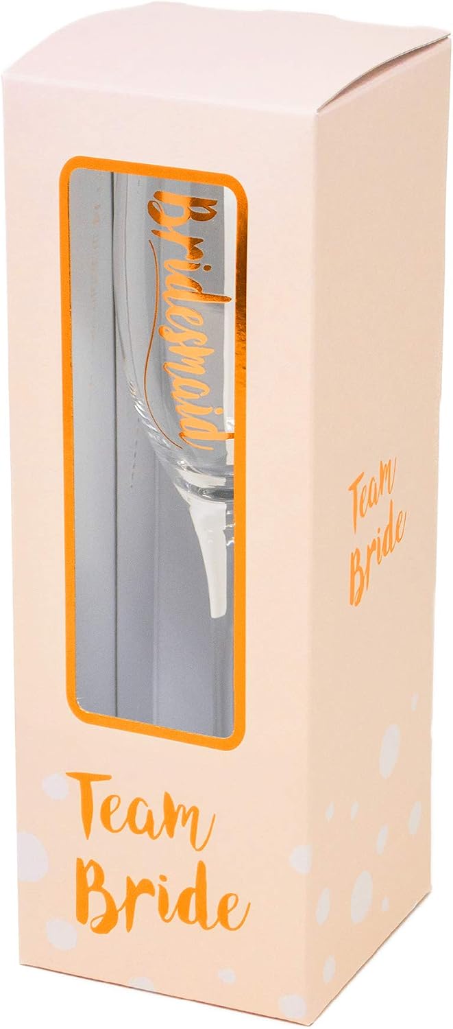 Prosecco Glass Team Bride Copper Script Bridesmaid Wedding Day Champagne Flute - Image 3