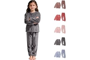 Toddler Girls Flannel Pajamas Set 2 Piece Kids Boys Fleece Lined Long Sleeve Stripe Shirt Pants Winter Bed Warm 𝐏𝐉𝐒