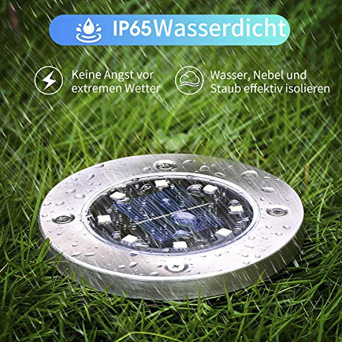 BeIM Solar Bodenleuchten 8 LEDs Solarleuchten Gartenleuchten Solarlicht