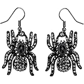 Szxc Womens Creepy Spider Hypoallergenic Dangle Earrings - 2 inch Long - Halloween Costume Accessories Jewelry Gifts for Women