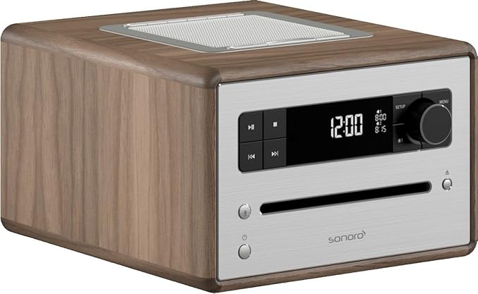 sonoro CD 2 Radio-Wecker (FM/DAB/DAB+, CD-Player, AUX-in, Bluetooth, Meditation) Walnuss - Design Digitalradio