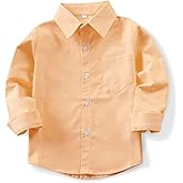 OCHENTA Little Big Boys' & Men's Long Sleeve Button Down Oxford Casual Dress Shirt