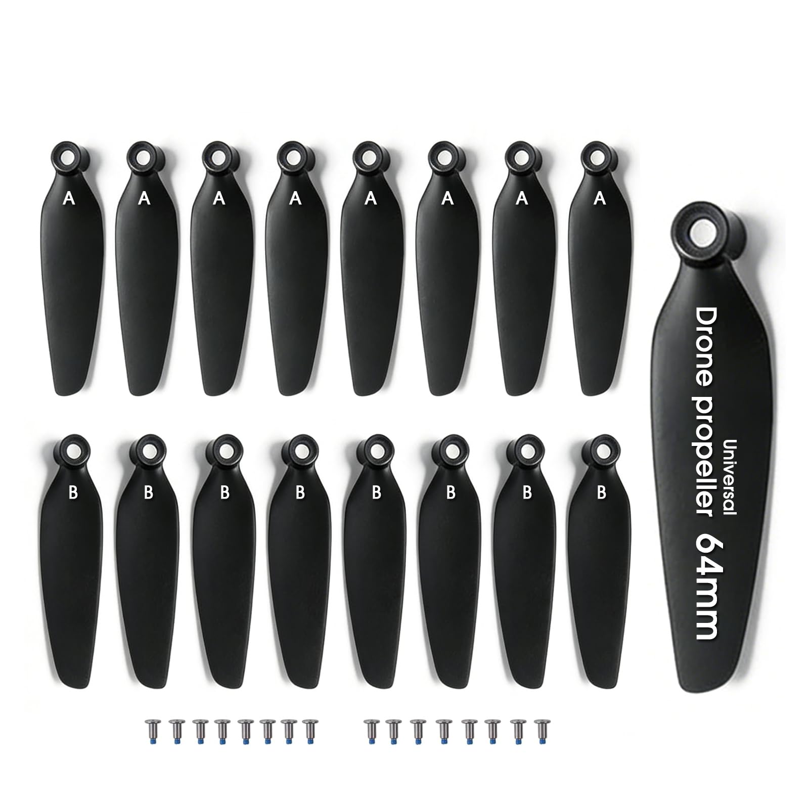 16 PCS Universal Drone Propellers, Low-Noise Quick-Release Foldable Replacement Blades, Durable Spare Parts Kit Compatible with Most Drones S2S/S814/S186/K911/RG101/ P8/P25/L900se/JS23