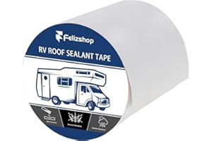 FELIZSHOP RV Repair Roof Tape,6 Inch x 50 Feet RV Roof Tape White,UV & Weatherproof Sealant Roofing Tape, Waterproof RV Sealant Tape for RV Repair, Boat Sealing, Truck Stop Camper Roof Leaks, Window