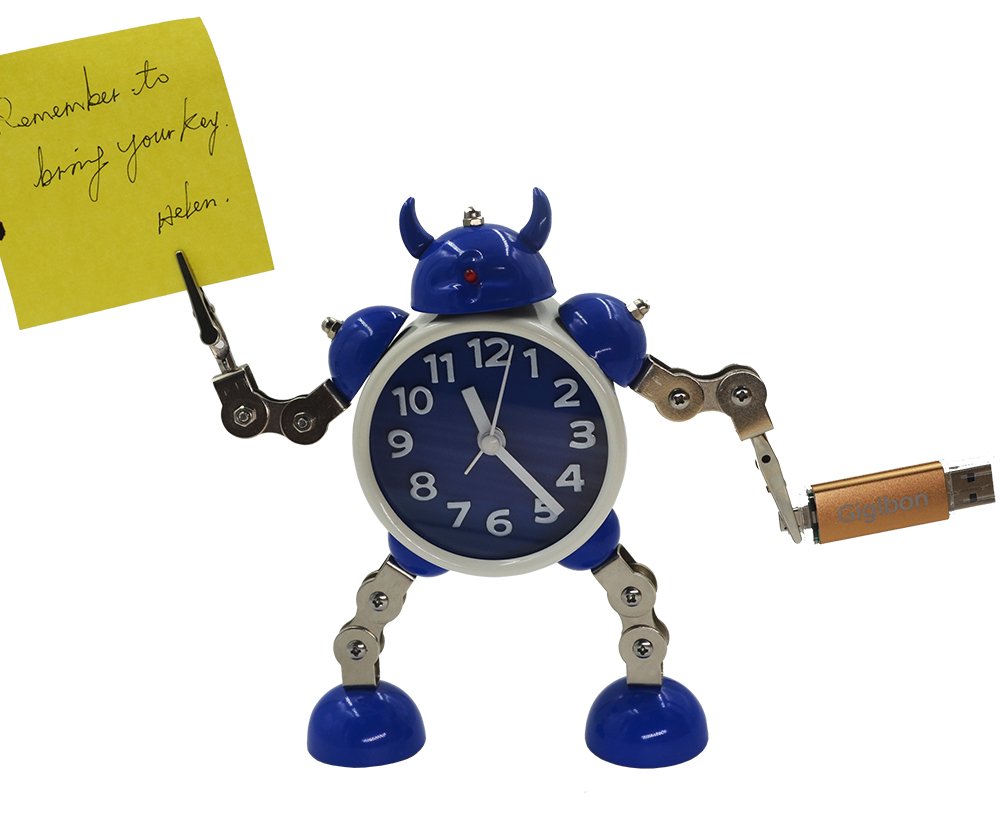Gigibon Alarm Clock for Kids, Gift Ideas Robot Cute&Fun, Battery-operated,to Move/Twist Legs & Arms for Many Poses, Gift to Children (1, Blue-White)