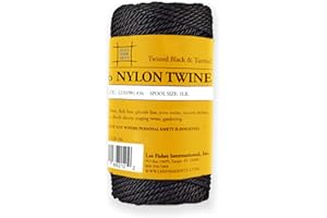 Just For Nets Twisted Tarred Nylon Bank Twine, Black, 1lb Spool - Heavy Duty String for Net Repair, Camping, Trot Line Fishing, Bushcraft Cordage (#36-1lb Spool)
