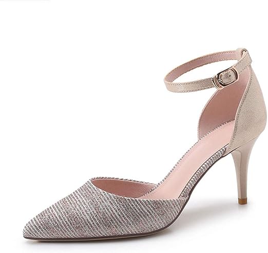 gold one strap heels