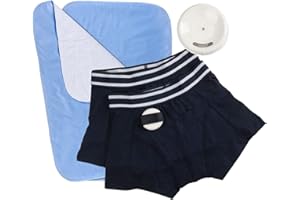 DRY DEFENDER Rodger Wireless Bedwetting Alarm Kit - Bed Wetting System for Kids - Two Moisture Sensing Briefs, Waterproof Bed Pad, Guide Book, Mobile App - Child, Navy, X-Large