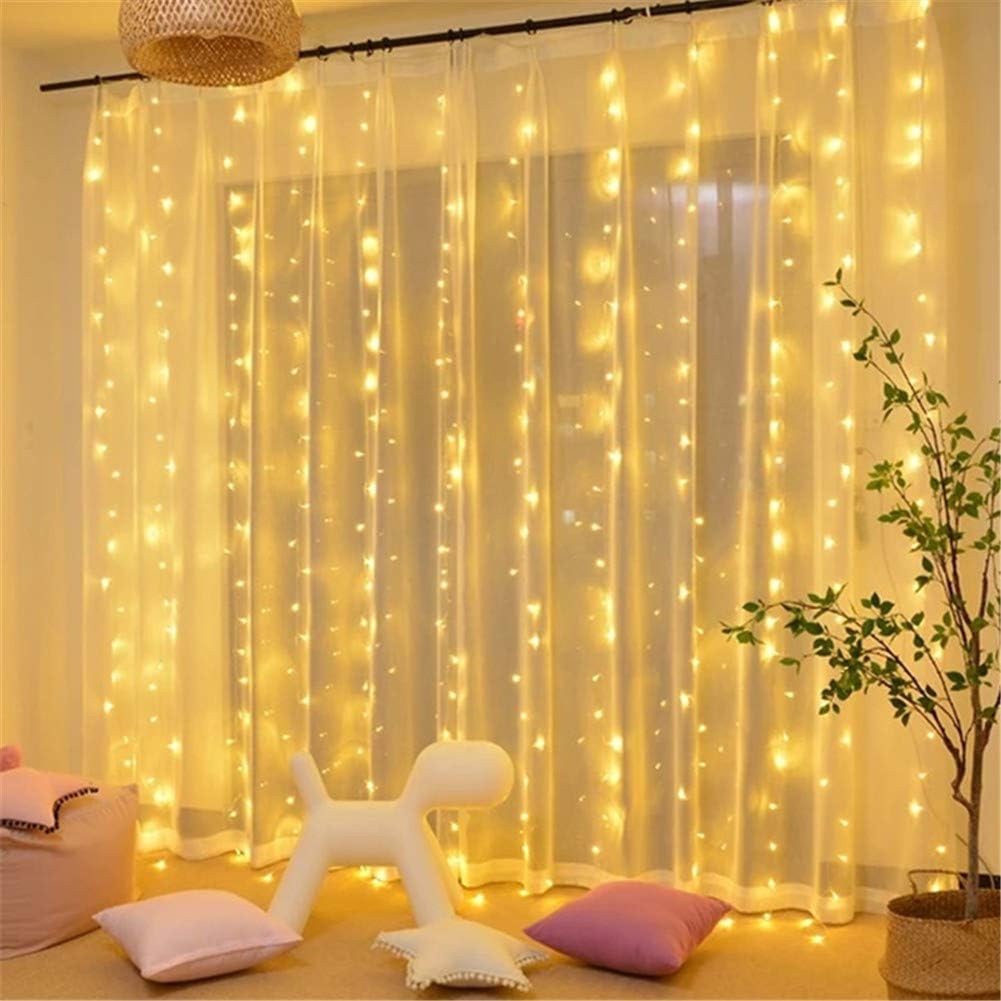 MAGGIFT 304 LED Curtain String Lights, 9.8 x 9.8 ft, 8 Modes Plug in Fairy String Light with Remote Control, Christmas, Backdrop for Indoor Outdoor Bedroom Window Wedding Party Decoration, Warm White : Garden & Outdoor