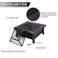COSTWAY Feuerschale Grill Feuerstelle Garten Terrasse Balkon Feuerkorb
