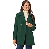 Allegra K Women's Winter Coats Long Sleeve Lapel Mid-thigh Outerwear Double Breasted Pea Coat