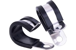 HOLYBEAR 1/2 Inch Stainless Steel Cable Clamp, Rubber Insulated Metal Conduit Wire Holder Strap Clips for Pipe, Tube, Hose Br