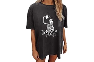 WUKRERAN Vintage Shirts for Women Cute Graphic Tee Spring Short Sleeve Tops Oversized Tshirts Teen Aesthetic Clothing