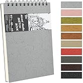 8.3x5.8 Sketch Book, Top Spiral Bound Sketch Pad, 60sheets 92lb/150gsm Nature White Paper, Acid-Free Mixed Media Paper for Painting, Dawing & Art Supplies. N-Grey