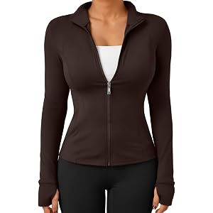 Trendy Queen Women's Zip Up Lightweight Jackets Workout Hoodies Gym Clothes | Slim Fitted, 2 Pockets, Thumb Hole, Comfy Stret