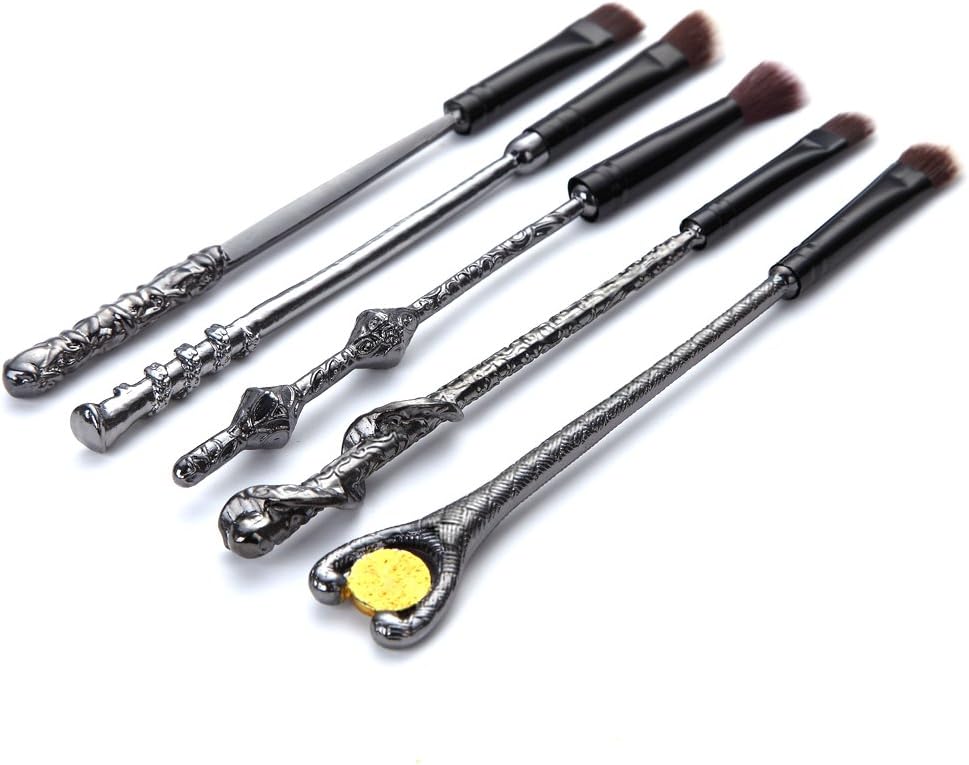 Magic Wizard Wand Potter Makeup Brushes - 5 PCS Eyeshadow Brushes Set (Gun Metal)
