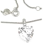 18k SOLID Gold LUXURY gift for her 8mm Diamond Necklace Pendant 1.75 carat HEART SOLITAIRE DIAMOND Heart Diamod Necklace WHITE GOLD HANDMADE Jewellery for women Anniversary Valentines day Love gift