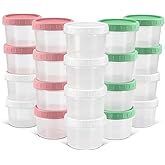 DEMORA 4 oz Small Plastic Containers with Twist on Lids [20 Sets], Stackable Little Food Storage Containers for Snack Lunch M