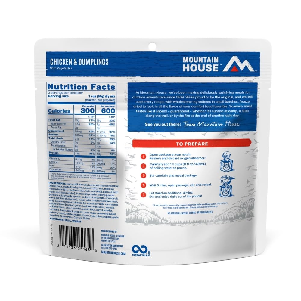 Mountain House Chicken & Dumplings | Freeze Dried Backpacking & Camping Food | 2 Servings