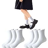 Vagefun Girls White Ruffle Socks for Little Girl Frilly Lace Scallop Ankle Uniform School Dress Socks Stocking Stuffers