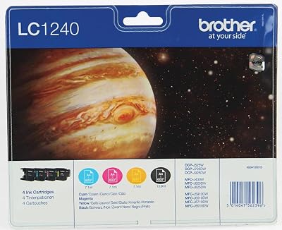 Brother LC1240 Black Cyan Magenta Yellow High Yield Ink Cartridge Multi-Pack