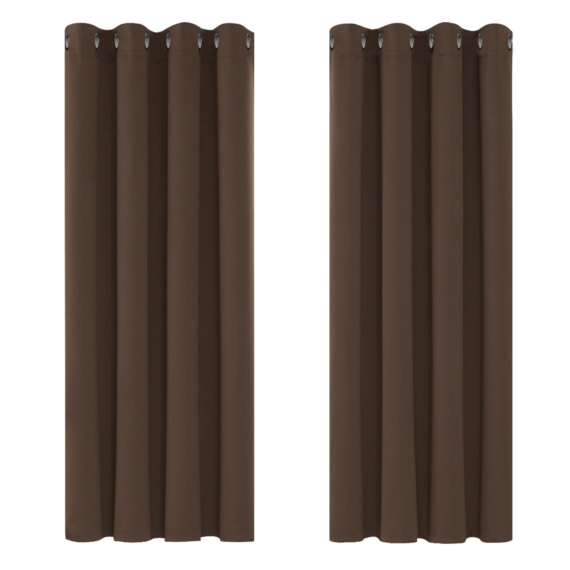 Deconovo Curtains Mocha Super Soft Thermal Insulated Eyelet Blackout Curtains Bedroom 46 x 54 Inch Drop Dark Mocha 2 Panels