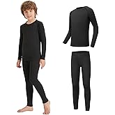 AMZSPORT Kids Thermal Base Layer Set Fleece Lined Underwear Top & Pants for Winter Sports,1/2 Pack