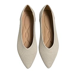 TINGRISE Women's Flats Shoes Pointed Toe Knit