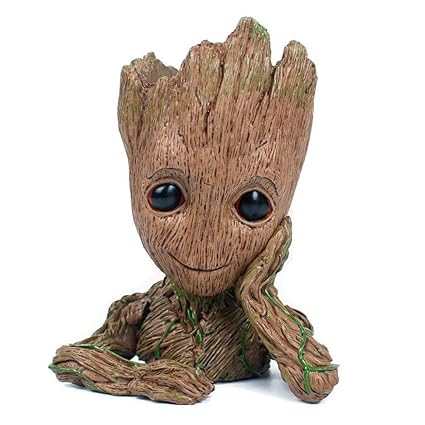 TERNERO Cute Groot Pen Stand Pot Widely Used for Indoor and Outdoor Use | Bonsai and Succulent Pen Stand and Flower Plant Pot for Home and Office