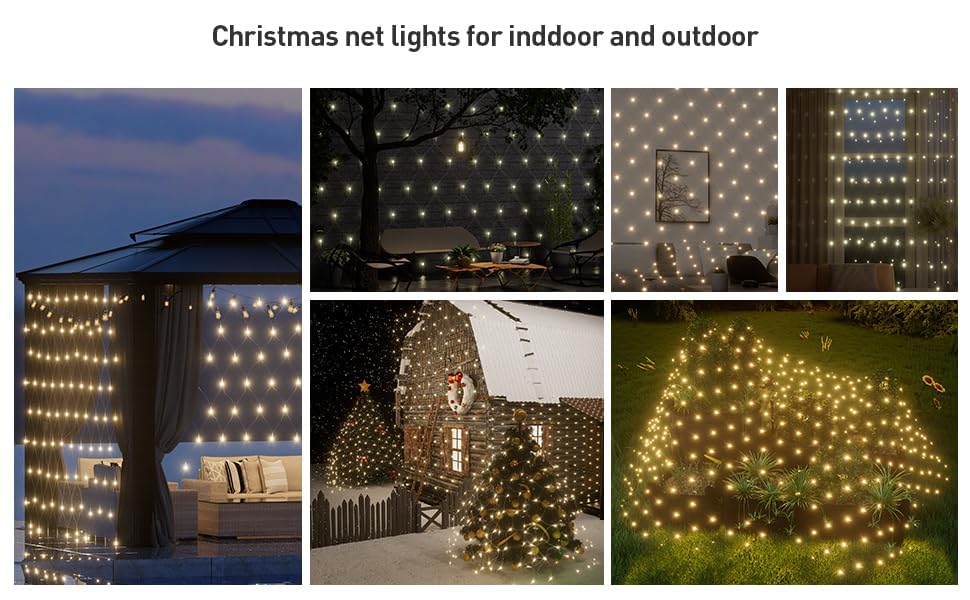 Leisure world 3m x 3m LED Net Lights Plug in Mesh Fairy Lights Outdoor String Lights 8 Modes Waterproof 270 LED Light with Timer for Pergol,Gazebo,Trees, Bushes, Garden, Outdoor Christmas Decorations