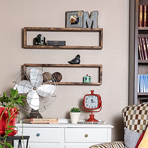 Drakestone Designs Stackable Floating Box Shelves (Set of 2) | Solid Wood | Wall Mount | Modern Farmhouse Decor | 8 x 32 Inch - Thumbnail 2