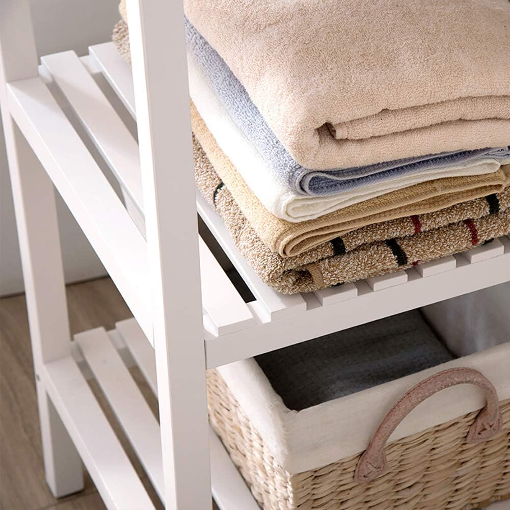IOTXY Bathroom 3-Tier Towel Shelves, Pure Nature Solid Wood Storage Rack, Shower Room Floor Shelf, Multifunctional Organizer, Easy Assembly, White: Kitchen & Dining