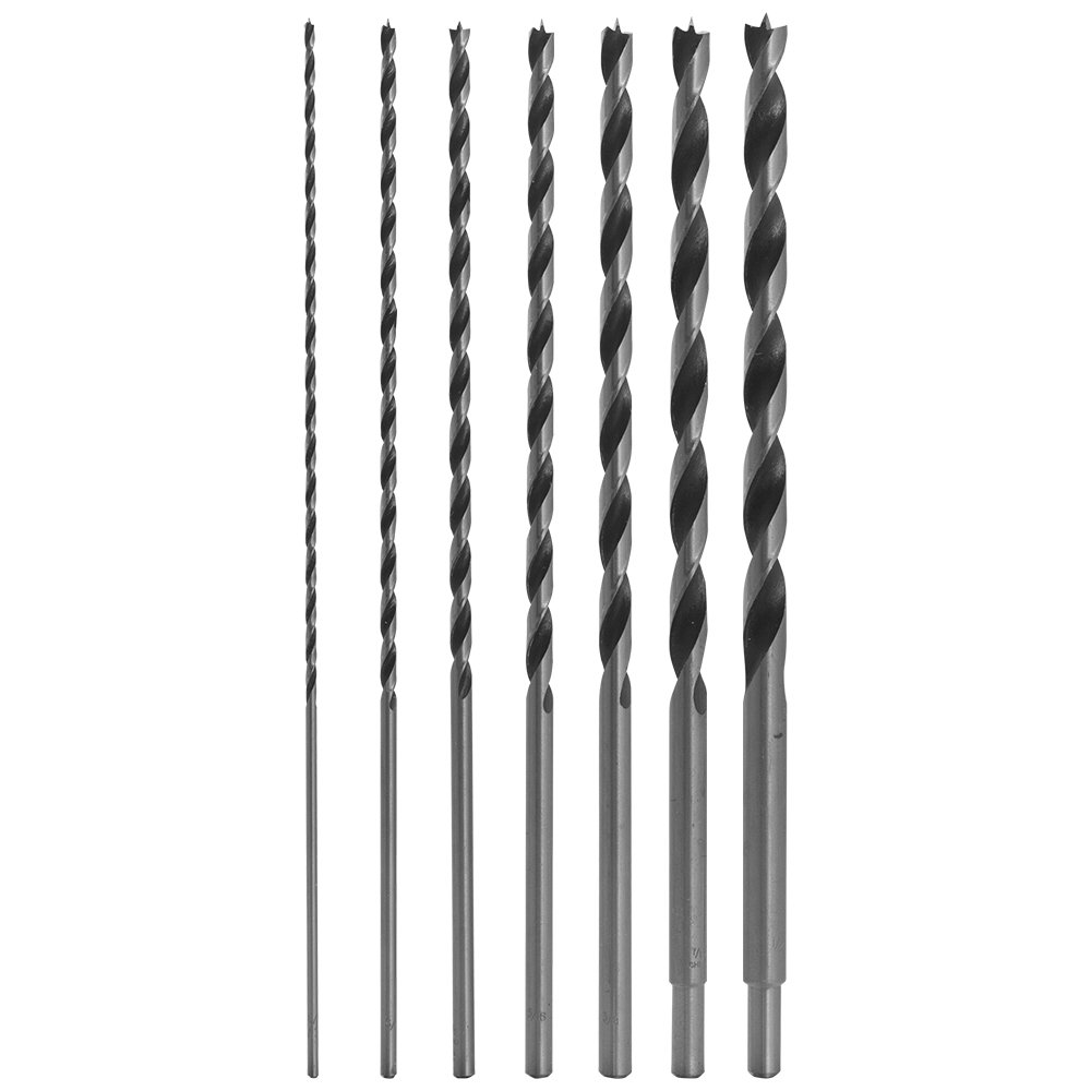 12 Long Brad Point Bit Set 7 Drill Bit Set Perfect For Drilling Wood Plastic Drywall And Composite Materials - 
