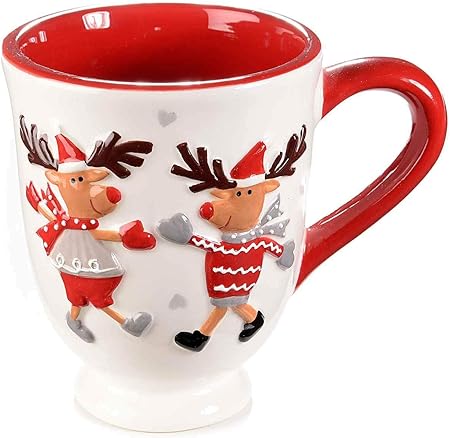Immagini Renne Natalizie.Gruppo Maruccia Set Quattro Tazze Da Colazione In Ceramica Con Renne Natalizie Idea Regalo Amazon It Casa E Cucina
