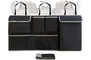 PlusXpres Car Backseat Trunk Organizer - Auto Hanging Seat Back Storage - Multipurpose Cargo Accessory - Space Saving Facilitator for SUV, Hatchback, Crossover, Minivan