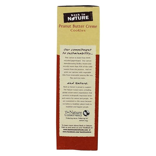 BACK TO NATURE PEANUT BUTTER CREME SANDWICH COOKIES – DAIRY FREE, NON-GMO, MADE WITH WHEAT FLOUR & WHOLE GRAINS, DELICIOUS & QUALITY SNACKS, 9.6 OUNCE​