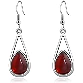 Teppdfann Birthstone Drop Dangle Earrings Red Teardrop Earrings with Silver Hook Crystal Earrings Birthstone Jewelry for Women Trendy