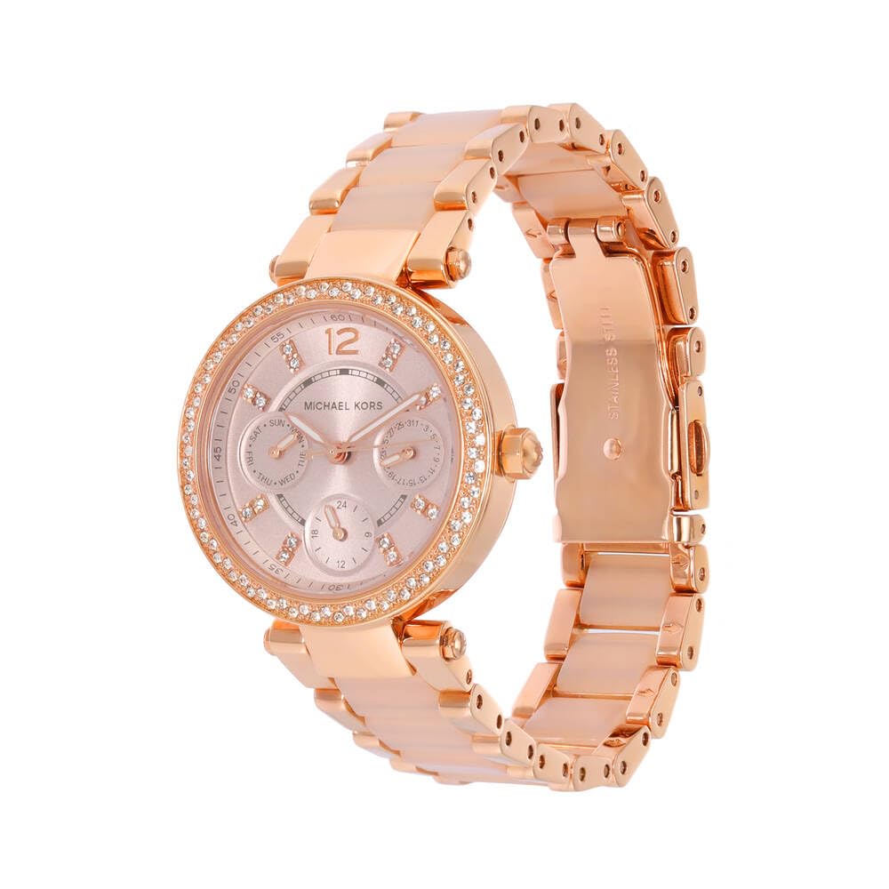 Michael Kors Parker Women's Watch, Stainless Steel and Pavé Crystal Watch for Women with Steel, Leather, or Silicone Band