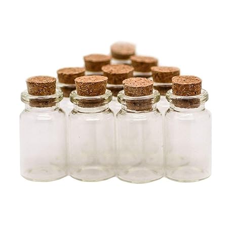 Ruby- 10 Stück Mini Kleine Klar Farbe Glasflaschen mit dem Kork (40mm x 22mm, 10 unidades)