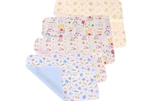 4pcs Pack Monvecle Baby Infant Cotton Waterproof Changing Pads Washable Resuable Diapers Liners Mats Small 18"x12"