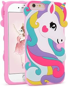 Vivid Unicorn Case for iPhone 8 Plus /7 Plus/6 Plus/6S Plus+ 5.5",3D Cartoon Animal Character Cute Soft Silicone Rubber Pink Cover,Animated Fashion Cool Skin Shell for Kids Child Teens Girls(876 Plus)