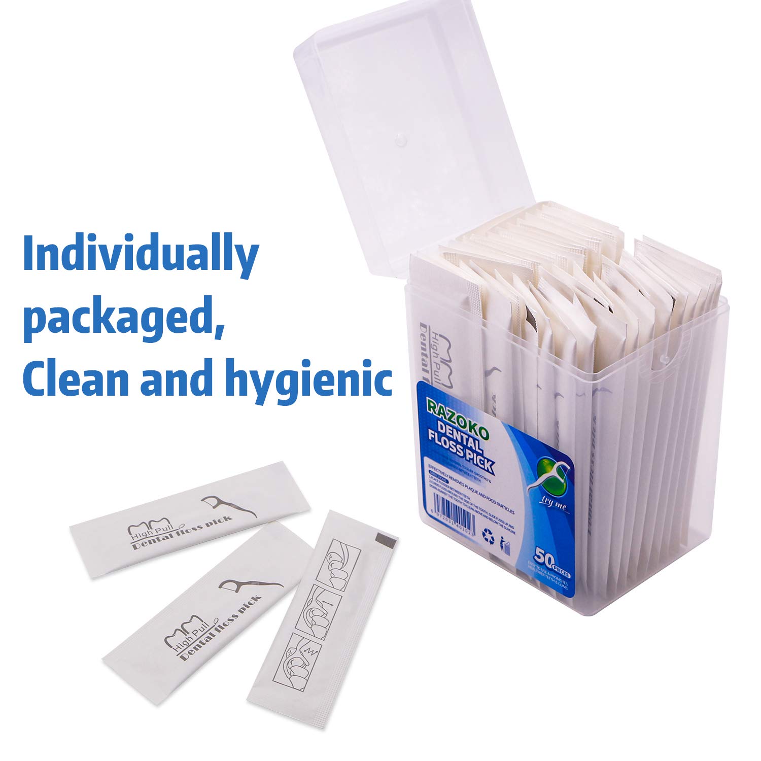 Dental Floss Picks, High Toughness Toothpicks Sticks Individual Package 4-Pack(200pcs) Clean/Heathy Dentalpicks Perfect for Family,Hotel,Travel