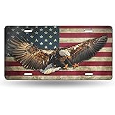 Eagle and American Flag Front License Plate Aluminum Decorative License Plates Funny Metal Car Plate 6