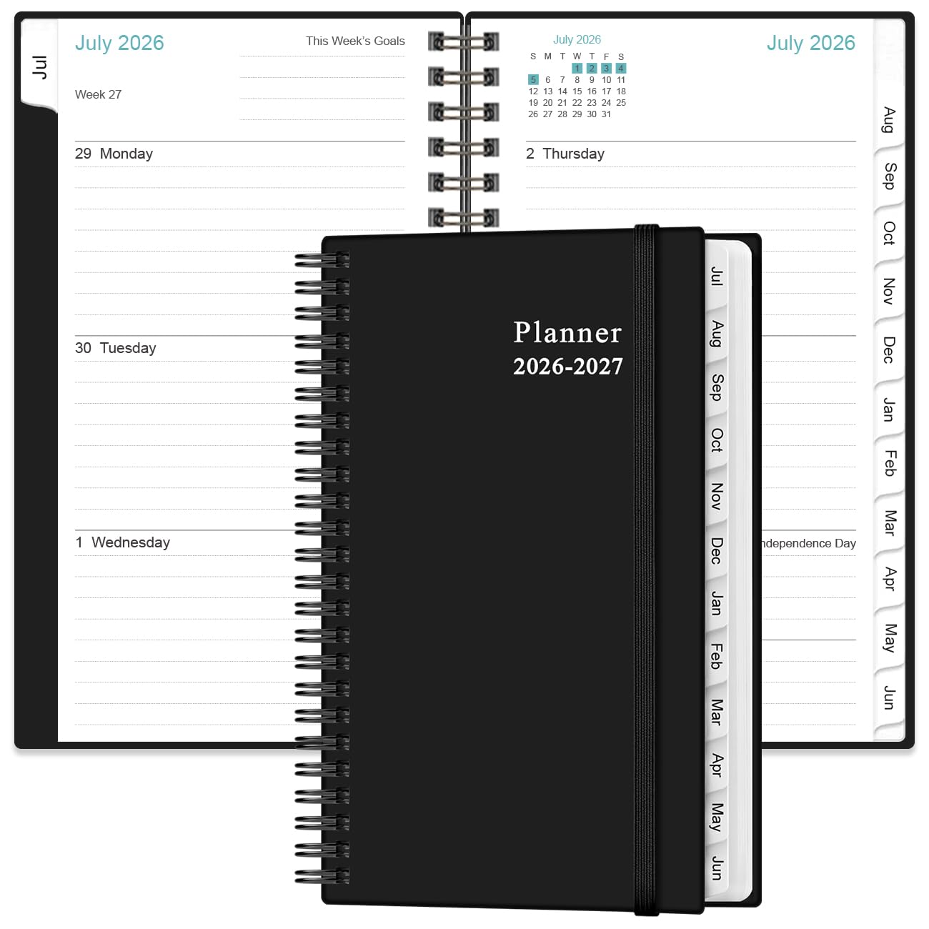 Photo 1 of 2026-2027 Pocket Planner/Calendar - 2026-2027 Weekly & Monthly Planner from July 2026 to June 2027, 12 Months Tabs, 3.75" x 6.75", Green