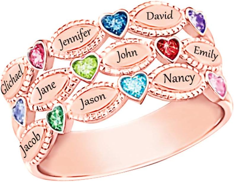 Collienght Customize Multiple Name Rings Mother Ring Mum Gift