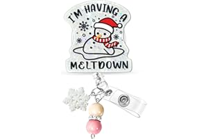 Plifal Christmas Badge Reel Retractable - Cute Snowman Snowflake Winter I’m Having a Meltdown Badge Reel Holder with Alligator Clip, Gifts for Nurse Office Worker Medical Assistant Accessories