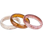 Caiyao 3Pcs Acrylic Resin Tortoiseshell Acetate Plate Cuff Wristbands Geometric Colorful Irregular Stackable Plastic Round Bangle Bracelet Jewelry for Women Teens